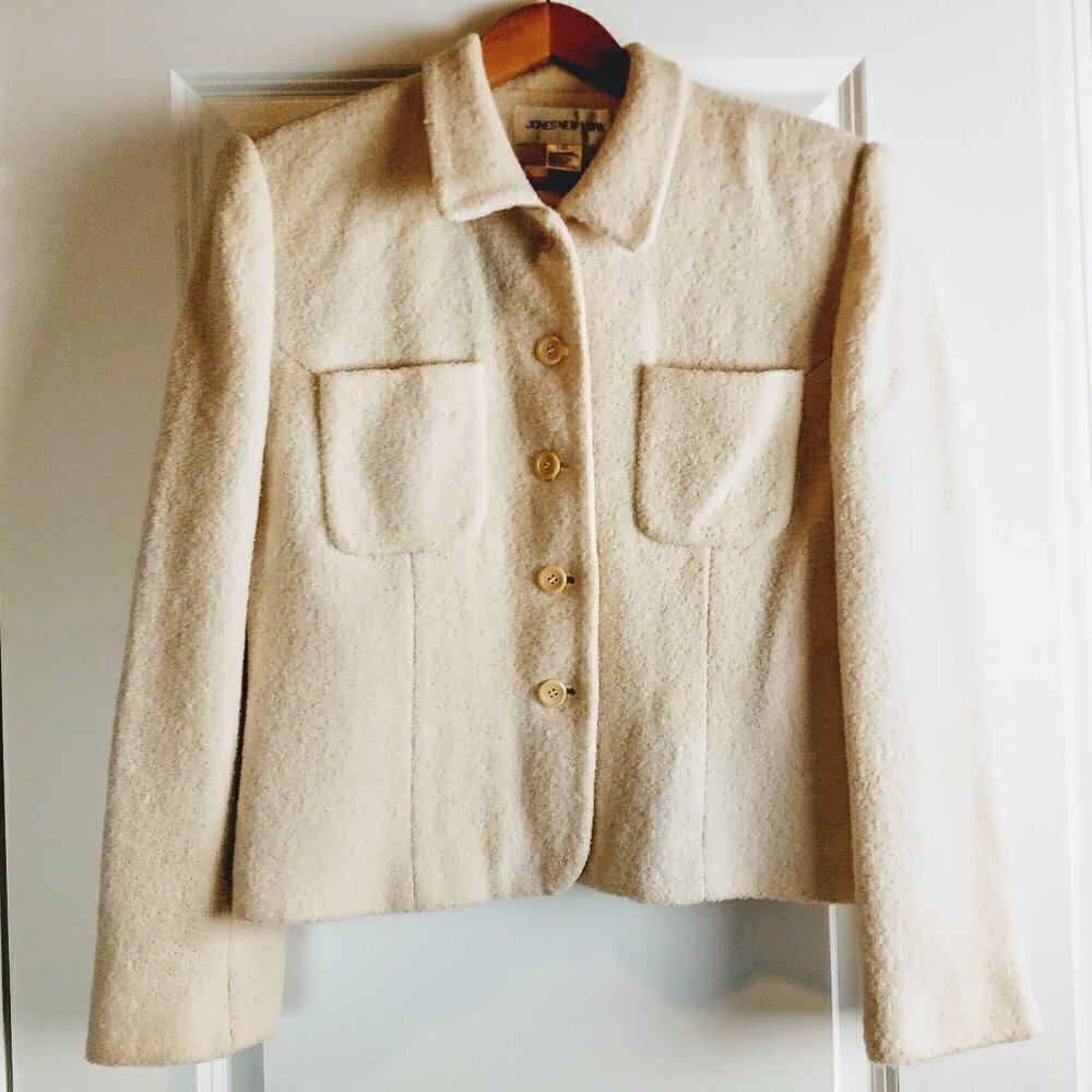 Jones New York Ivory Winter White Boiled Wool Jacket